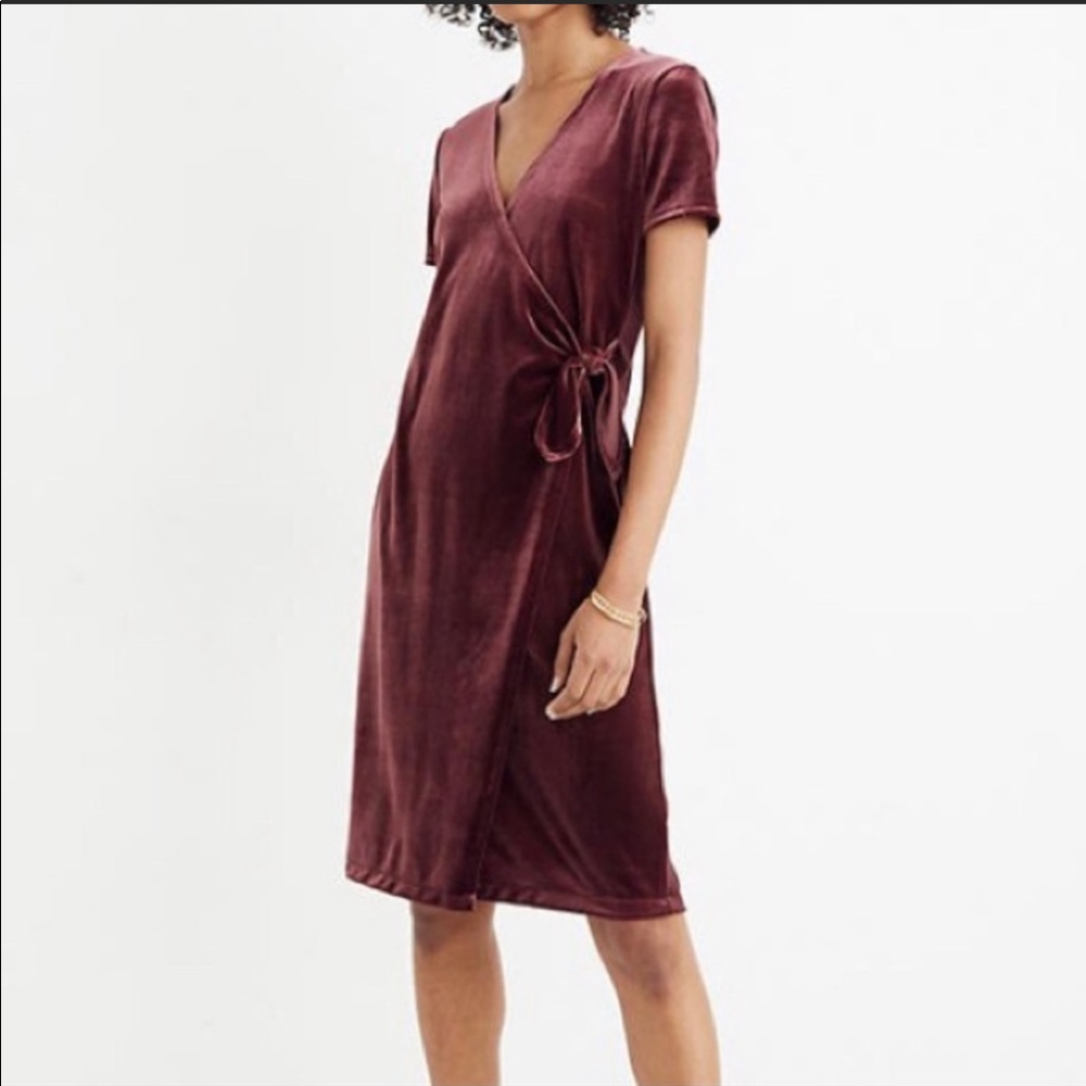 Madewell velvet side tie dress